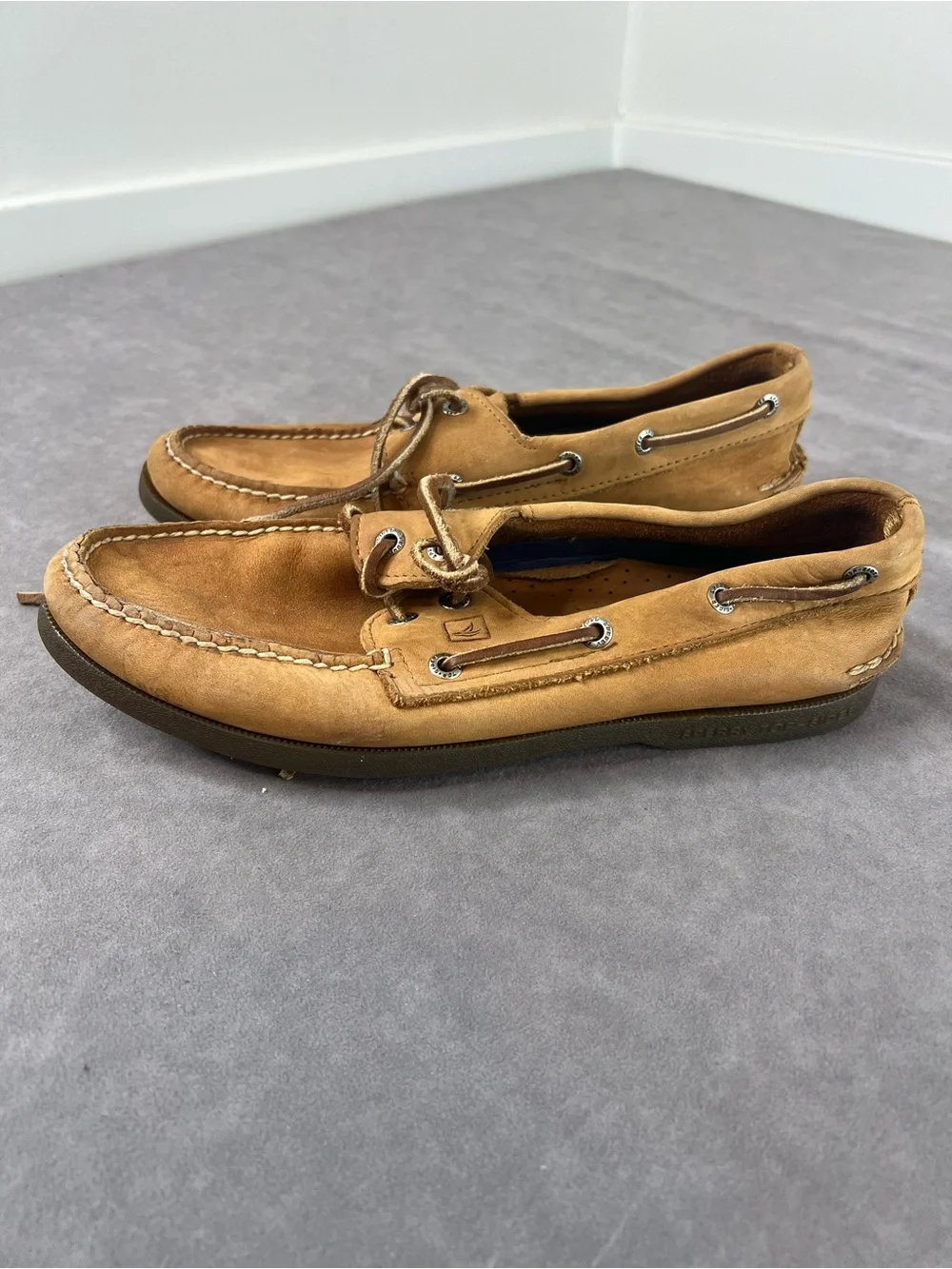 Sperry Tan/Light Brown Leather Moc Toe Boat Shoes